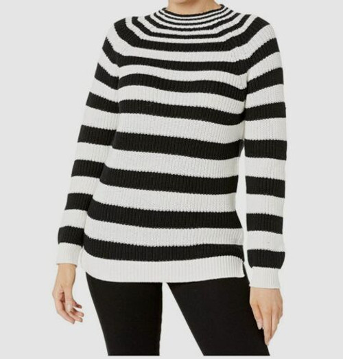 Tribal Women's Long-Sleeve Striped Mock-Neck Sweater, Multi, S