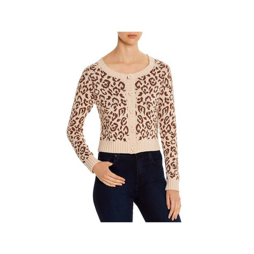 Kate Spade Panther Intarsia Cardigan Cardigan Sweater, Beige, XL