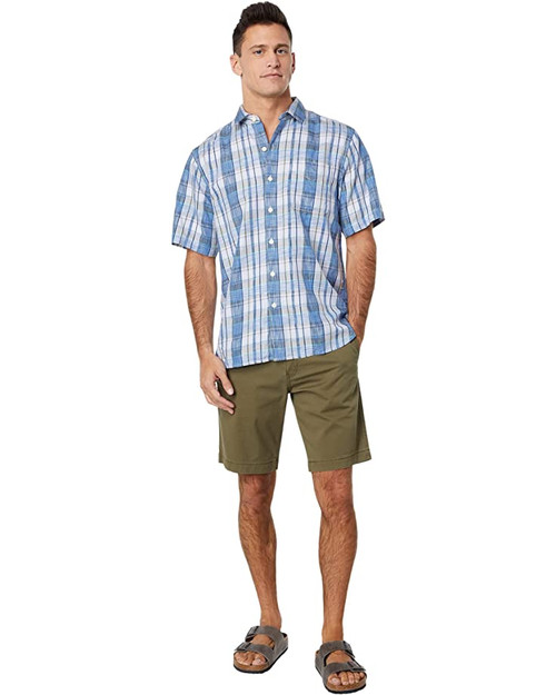 Tommy Bahama Men's Pierre Plaid S/S, Winter Sky, Small