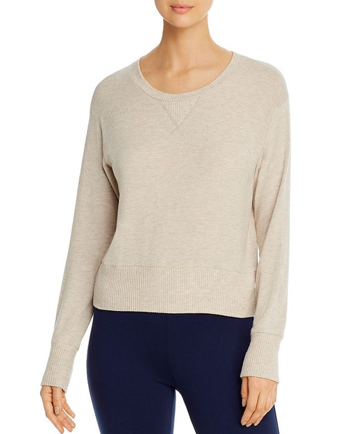 Three Dots Women's Brushed Long-sleeve Heathered Top, Oatmeal, XL