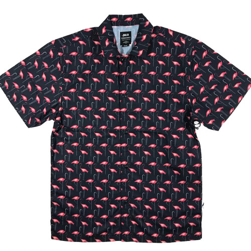 Publish Jame Flamingo Button Up T-Shirt, Navy, X-Large