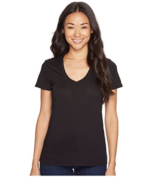 Mod-O-Doc Women's Supreme Jersey Short Sleeve V-neck Shirt, Black, Small