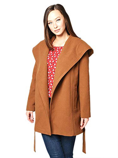 Jack by BB Dakota Junior's take Cover Rainwear Melton Hooded wrap Coat, Camel, Medium