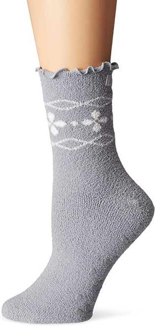 Karen Neuburger Soft Cozy Lounge Sock W/ Grippers, Grey, One Size