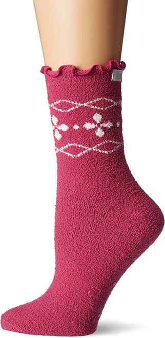 Karen Neuburger Soft Cozy Lounge Sock W/ Grippers, Carmin, One Size