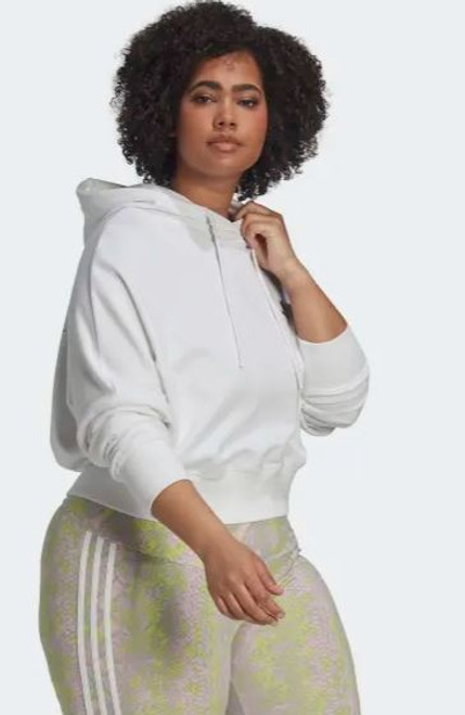 Adidas Women's Cropped Hoodie, White, 2X