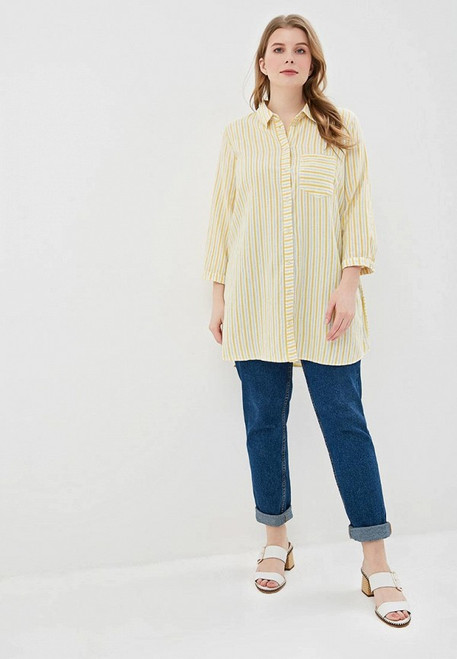 Junarose Women's Long Shirt Blouse, Snow White/Yellow, US 18