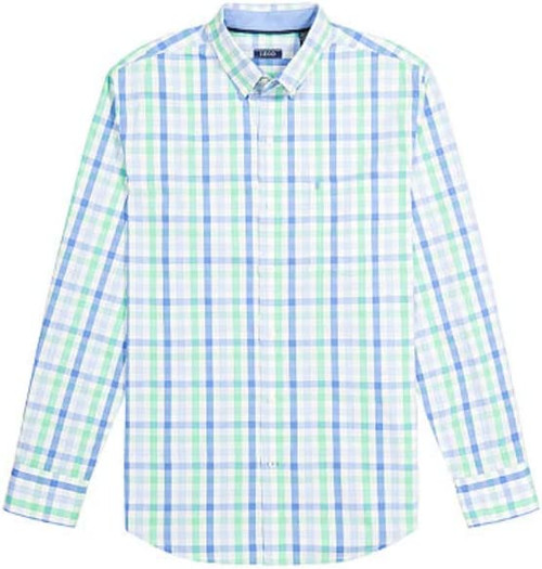 IZOD Men's Advantage Performance Plaid Long Sleeve Stretch Button Down Shirt