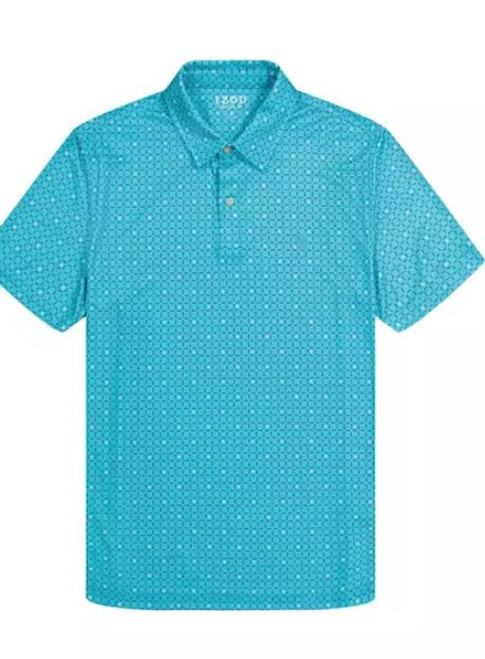IZOD Short Sleeve Micro Printed Polo Shirt, Bechelor Button, X-Large