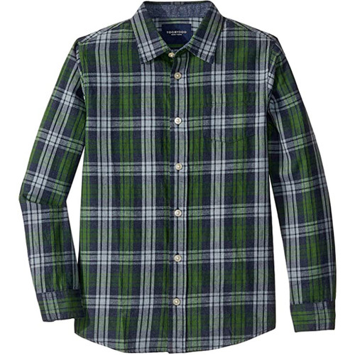 Toobydoo Kid's Plaid Flannel T-Shirt, Green, US 8