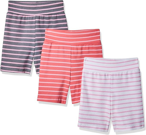 Hanes, Ultimate Flexy Knit Toddler and Baby Shorts, 3-Pack, Pink Stripe, 12-18 Months