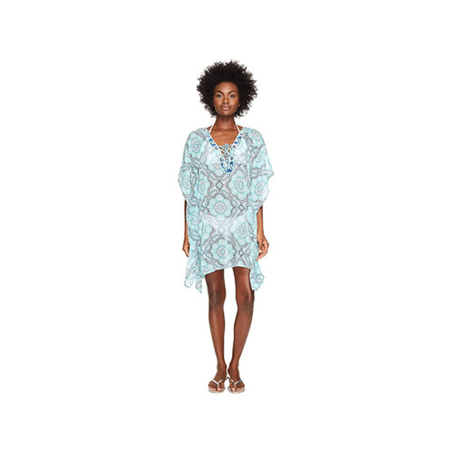 Letarte Women's Printed Cover Up, Turquoise, Small