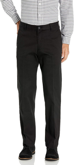 IZOD Men's Advantage Performance Flat Front Classic Fit Chino Pant, Black, 36W x 29L