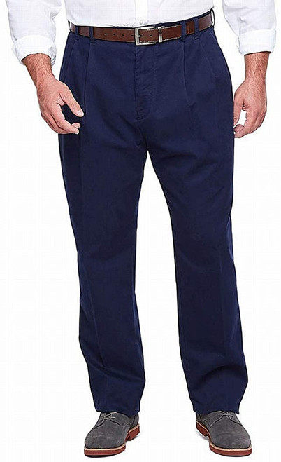 IZOD Men's Big & Tall Big and Tall Performance Stretch Flat Front Pant, Blue, 52W X 32L