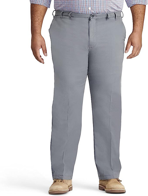 Izod Men's Big & Tall Big and Tall Performance Stretch Flat Front Pant, Smoked Pearl, 44W x 34L
