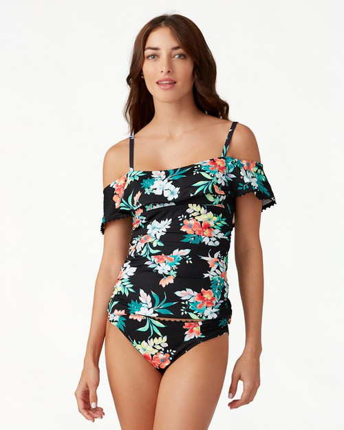 Tommy Bahama Floral Springs Off-The-Shoulder Flounce Tankini, Multi, M