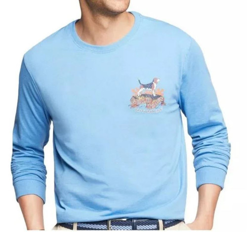 IZOD Men's Long Sleeve Saltwater Graphic T-Shirt, Blue Revival, Large