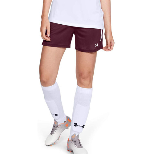 Under Armour Women's Maquina 2.0 Soccer Shorts , Maroon (609)/White, Small