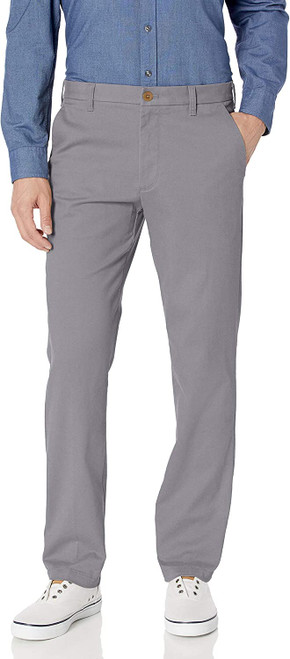 IZOD Performance Stretch Straight Fit Flat Front Chino Pant, Smoked Pearl, 36W x 29L