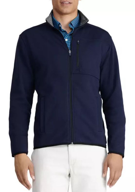 IZOD Men's Long Sleeve Sweater Fleece Jacket, Peacoat, Large