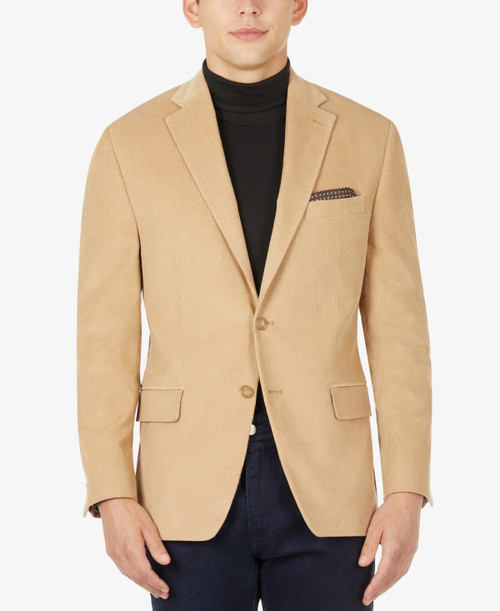 Michael Kors Men's Modern Fit Corduroy Sport Coat Blazer, Camel, 44L