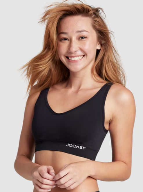 Jockey Essentials Women's Seamfree Eco Plunge Bralette, Black, 3XL