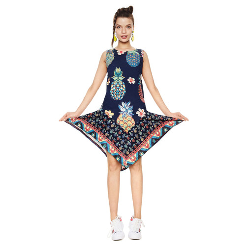 Desigual Women's Rouses Pineapple Dress, Navy/Multi, Medium