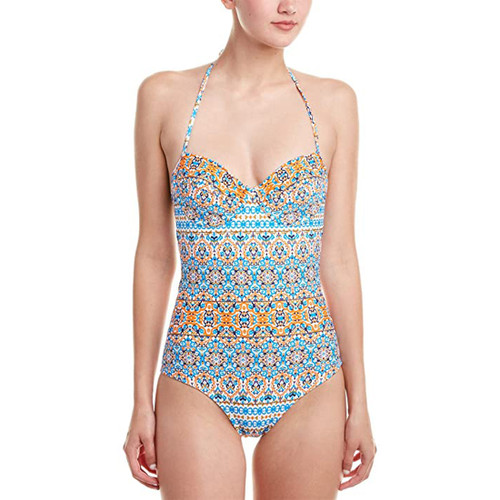 Shoshanna Women's Boho Medallion Underwire One-Piece, Multi, 2