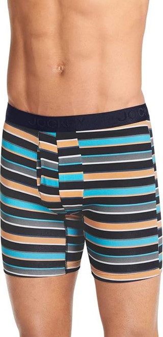 Jockey Men's Underwear Flex 365 Cotton Stretch Boxer Brief, Blue Multicolor, Large