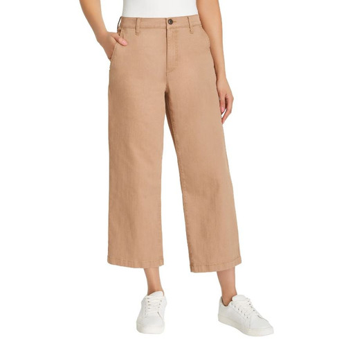 Ella Moss Women's Wide Leg Crop Pant, High Rise, Brown, 10