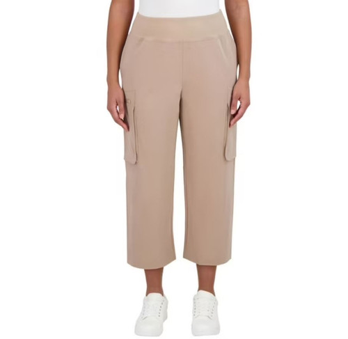 Sage Collective Women's Cargo Pant, Zip Pockets, Tan, 2X-Large