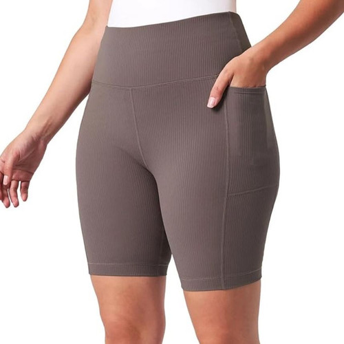 Mondetta Women's Active Moisture Wicking Ribbed Bike Short, Brown, Medium Mondetta Women's Active Moisture Wicking Ribbed Bike Short, Brown, Medium