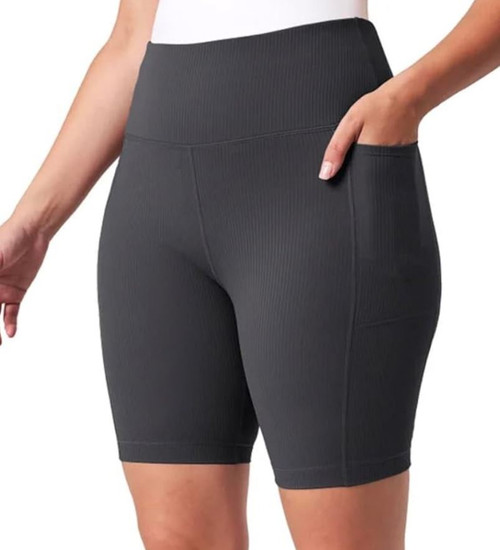 Mondetta Women's Active Moisture Wicking Ribbed Bike Short, Black, Large Mondetta Women's Active Moisture Wicking Ribbed Bike Short, Black, Large