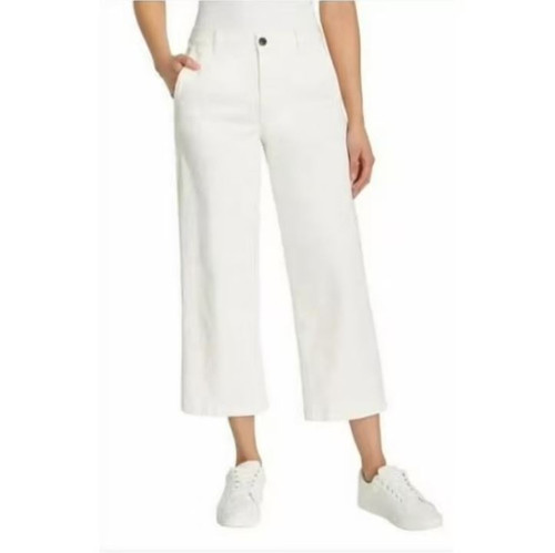 Ella Moss Women's Wide Leg Crop Pant, High Rise, White, 14