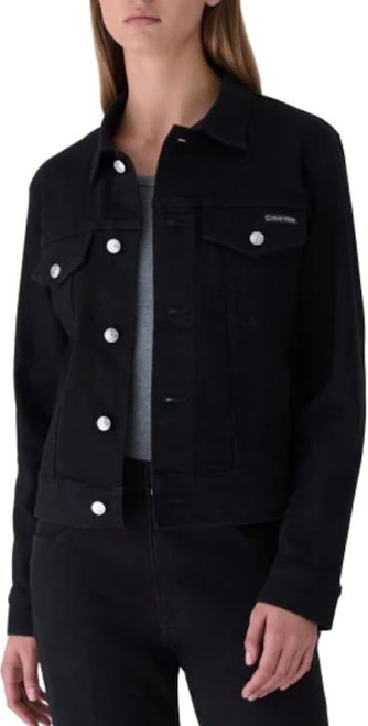 Calvin Klein Women's Long Sleeve Button Up Denim Classic Trucker Jacket, Black, X-Large Calvin Klein Women's Long Sleeve Button Up Denim Classic Trucker Jacket, Black, X-Large