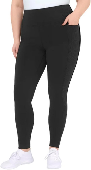 Mondetta Women's High Rise Ribbed Panel Legging, Black, X-Large Mondetta Women's High Rise Ribbed Panel Legging, Black, X-Large