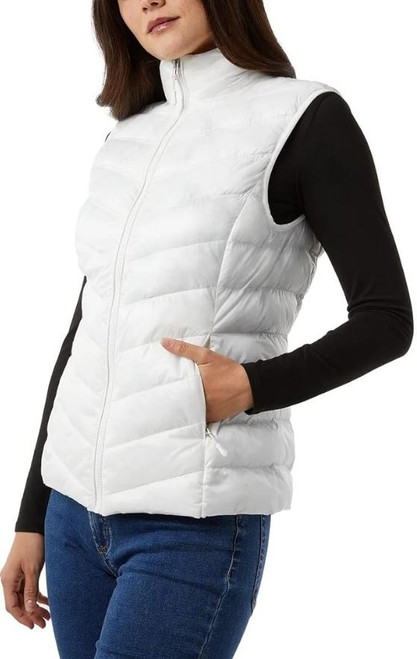 32 Degrees Women’s Lightweight Warmth Stand Up Collar Vest, White, Medium 32 Degrees Women’s Lightweight Warmth Stand Up Collar Vest, White, Medium