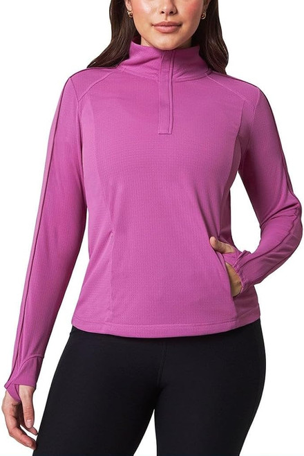 Mondetta Womens Hiking Athletic Lightweight Quarter-Zip Pullover, Purple, Medium Mondetta Womens Hiking Athletic Lightweight Quarter-Zip Pullover, Purple, Medium