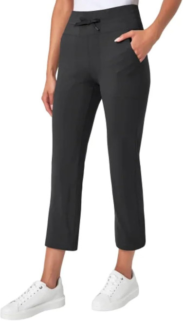 Mondetta Women's Moisture Wicking High Rise Drawstring Capri Pant, Black, Large Mondetta Women's Moisture Wicking High Rise Drawstring Capri Pant, Black, Large