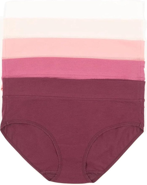 Felina Women 5 Pack Pima Cotton Wide Waistband Hipster, Rose All Day, Large Felina Women 5 Pack Pima Cotton Wide Waistband Hipster, Rose All Day, Large