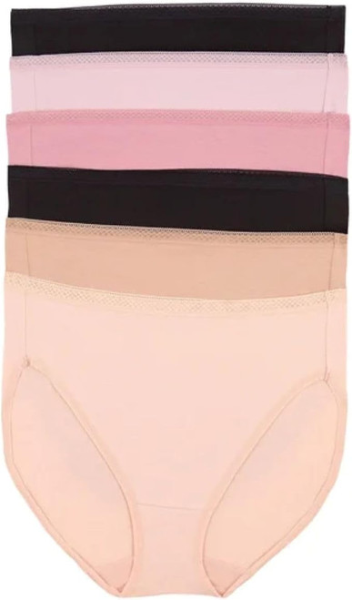 Felina Women's Hi-Cut with Lace Trim, 6-Pack, Multi, Large