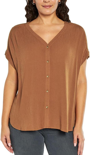 Orvis Women's Short Sleeve Button Front Blouse Shirt, Rust, X-Large