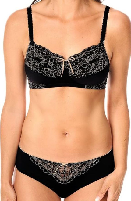 Amoena Women's Modern Delicate Lacing Panty, Black Sand, 16