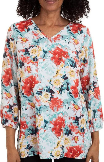 Mario Serrani Women's Lightweight V-Neck Tunic Top, Green, Medium