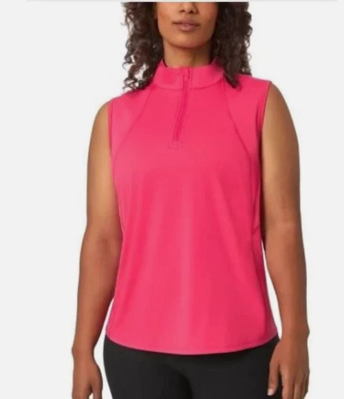 Mondetta Women's Active Half Zip Sleeveless Top, Pink, X-Large