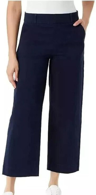 Gloria Vanderbilt Women's Wide Leg Pull On Crop Pants, Navy, 12