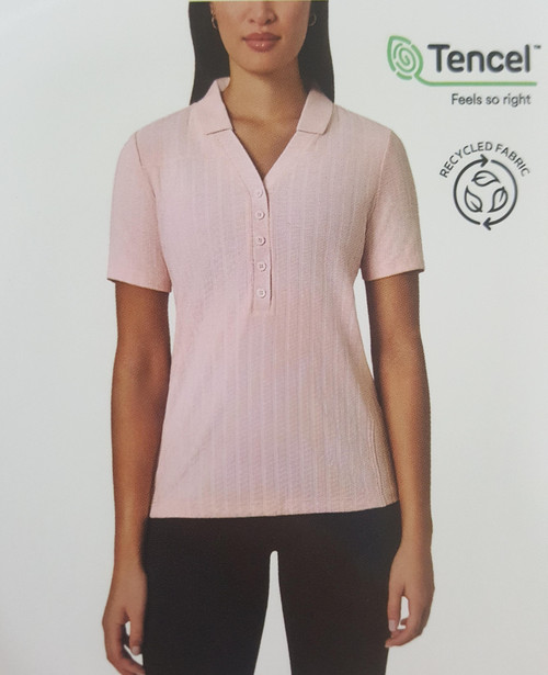 Mondetta Women's Ribbed Polo Shirt, Potpourri, Medium