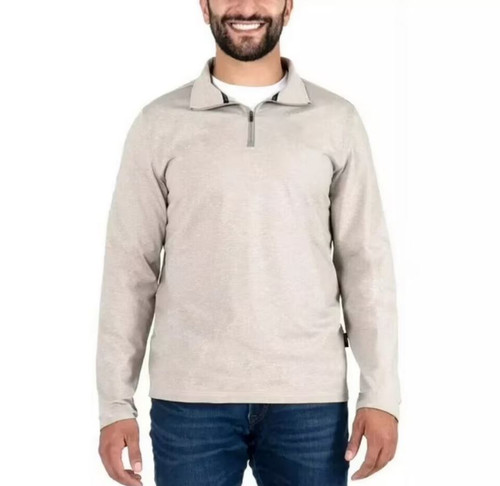 Gerry Men's Long Sleeve 1/4 Quarter Zip Regular Fit 4-Way Stretch, Tan, Medium