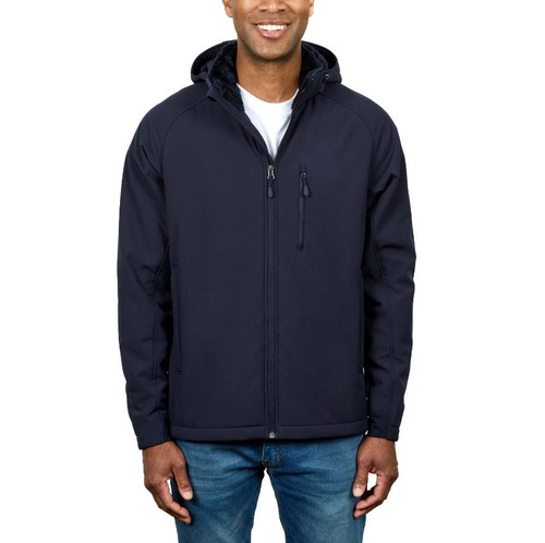 Kirkland Signature Men's Fleece Lined Softshell Windproof Water Resistant, Navy, X-Large