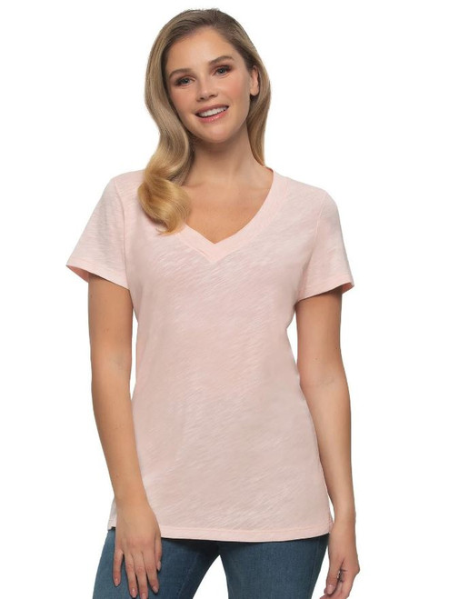Felina Women's Slub Jersey V-Neck Tunic, Pink, X-Large